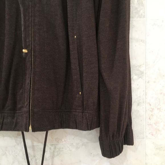 ST JOHN Jacket {S} Mock Neck Lightweight in Brown - Picture 3 of 11